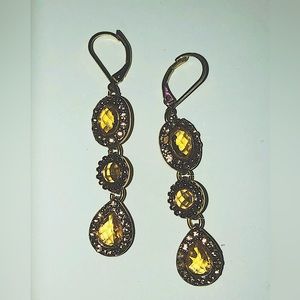 MONET - Gold Crystal Gem drop style earrings